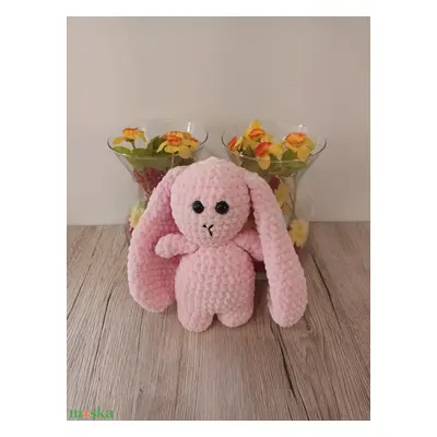 Hosszúfülű puha, rózsaszín amigurumi nyuszi