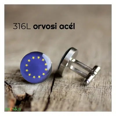 EU zászló nemesacél mandzsettagombok