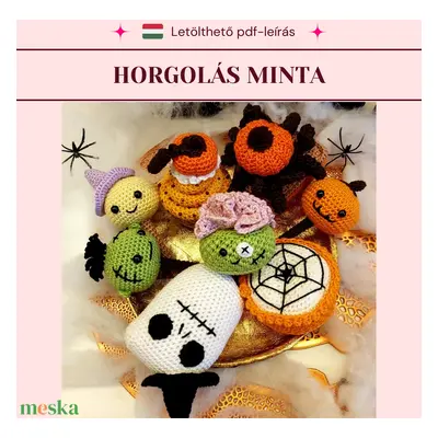 Horgolt Halloween-i édességek minta