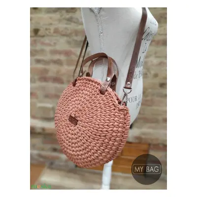 Horgolt női körtáska TERRAKOTTA színben - Crossbody