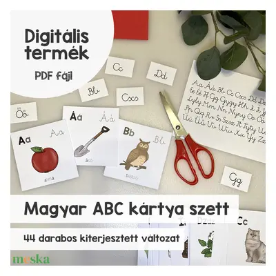 Magyar ABC kártya, 44 darabos kiterjesztett kártya szett (nyomtatható)