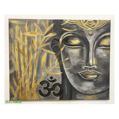 Buddha arany bambusszal 40x50 cm-es akril festmény