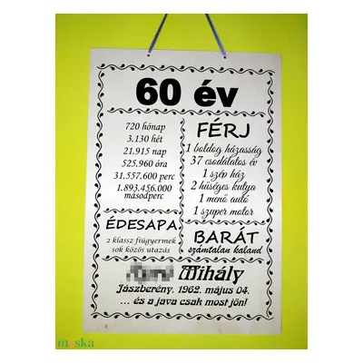 60 év fatábla