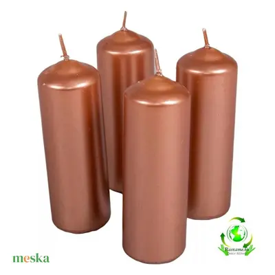 Metál henger gyertya szett 40x120mm - rosegold