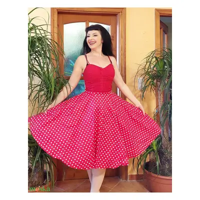 Pinup Rockabilly szoknya piros pöttyös