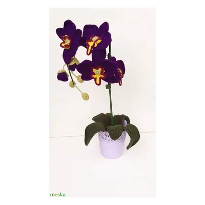 Lila horgolt orchidea