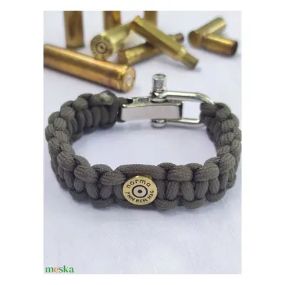 7 mm , 1-Lövetű Töltény paracord karkötő, Vadászékszer