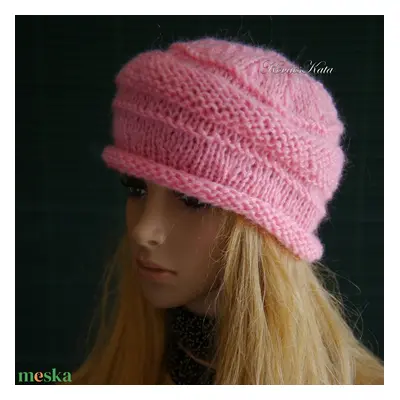 VIVIEN - kézzel kötött mohair sapka / pink