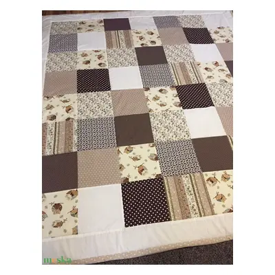 Patchwork takaró bagoly mintával