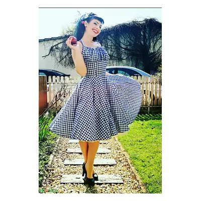 Pinup Rockabilly ruha kék fehér kockás