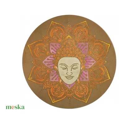 Buddha mandala, kézzel festett kerek falidísz