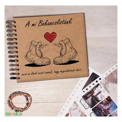 Bakancslista - Barna / Napló / Scrapbook / Emlékkönyv saját nevetekkel, ajándék ötlet, pároknak 