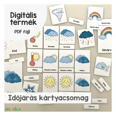 Időjárás kártyacsomag - 3 részes Montessori jellegű (nyomtatható)