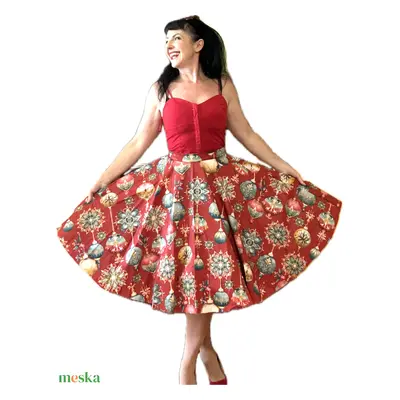 Pinup Rockabilly szoknya Vintage retro karácsonyi mintás