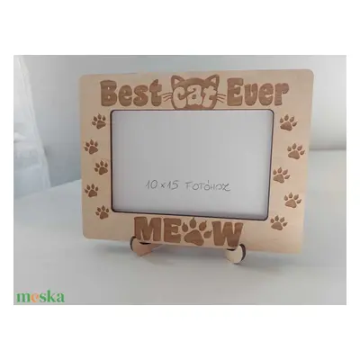 TotiWood cicás képkeret "best cat ever" fekvő, 10x15 képhez