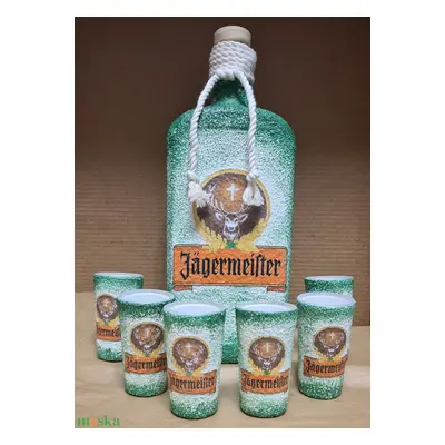 Jägermeister- pálinkás üveg szett