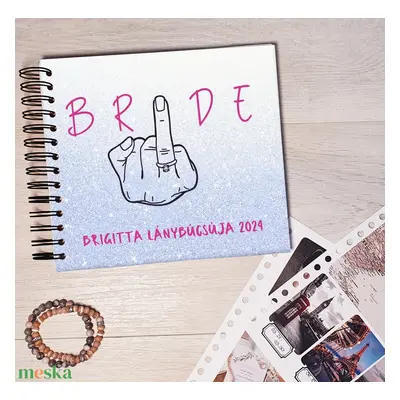 Lánybúcsús emlékkönyv, fotóalbum, napló, Scrapbook (Kék Bride) - névre szóló