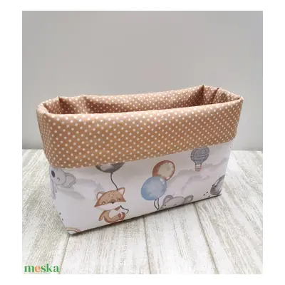 Textil asztali tároló babaszobába - "Elefánt, róka, koala lufival" UNISEX