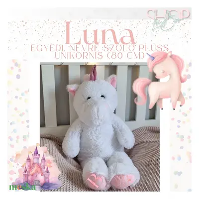 Luna - Óriás emlékőr plüss unikornis (80 cm)