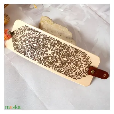 Olasz marhabőr mehndi karkötő, Mandala karkötő, Henna mintás karkötő