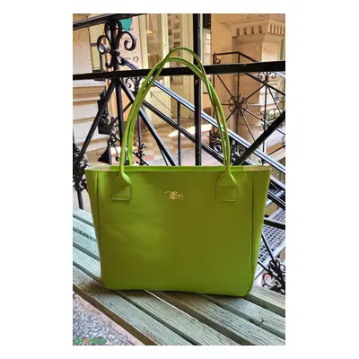 Kiwi green for work - marhabőr shopper