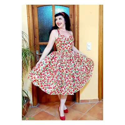 Pinup Rockabilly ruha tulipános húzott derekú