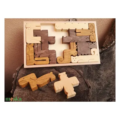 Állatos puzzle tömörfából