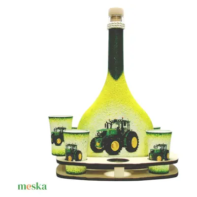 Egyedi pálinka kínáló szett a - John Deere traktorral ( egyedi fotóval is )- férjednek , szerelm