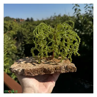 Bonsai kristály Ékszerfa szerencsefa, életfa, pénzfa, kristályfa zöld peridot kvarc kövekből drá