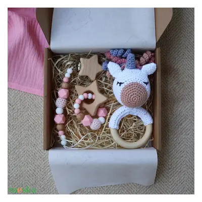 Pink Unicorn Selection Box - Baba ajándékdoboz / Babaváró ajándék / Babalátogató ajándék