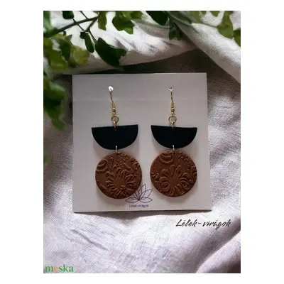 Barna és fekete polymer clay fülbevaló