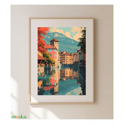 Utazás Annecy-ba: Varázslatos "Travel Poster" Falikép