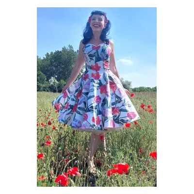 Pinup Rockabilly ruha, tulipán mintás