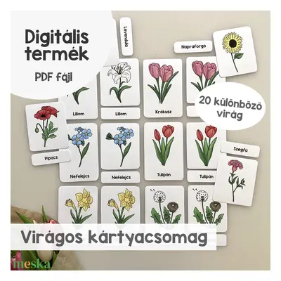 Virágos kártyacsomag - 3 részes Montessori jellegű (nyomtatható)