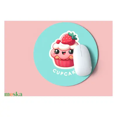 Cupcake Mintás Kerek Egérpad - Stílusos Kényelem az Asztalodon!