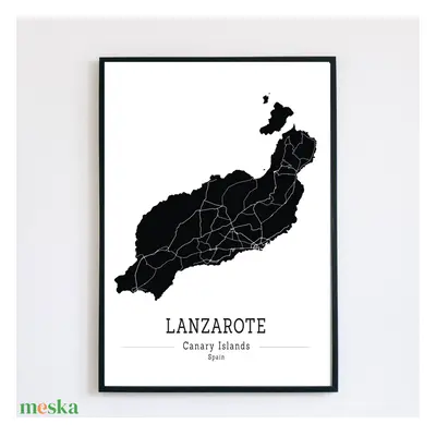 LANZAROTE (Kanári-szigetek) színes minimalista dekorációs térkép