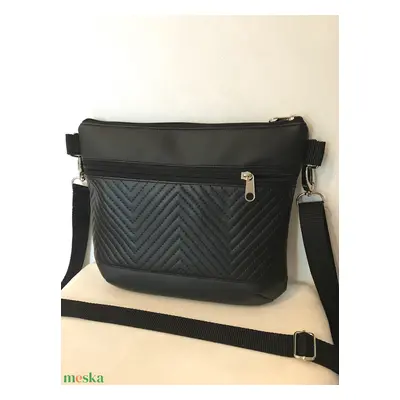 Crossbody elegáns fekete textilbőr