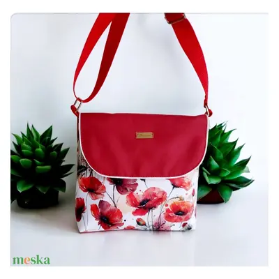 Prémium Pipacsos Vízálló Válltáska ,Crossbody , party táska