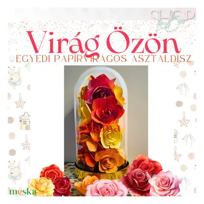 Virág Özön - Papírvirágos asztaldísz (19 cm)