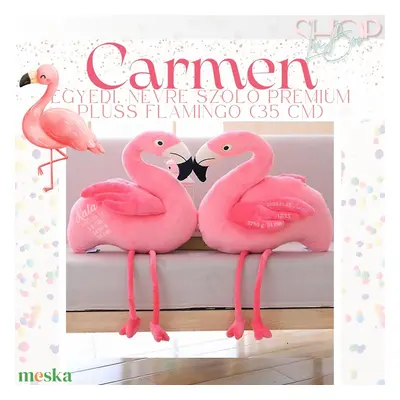 Carmen - Prémium emlékőr plüss flamingó (35 cm)