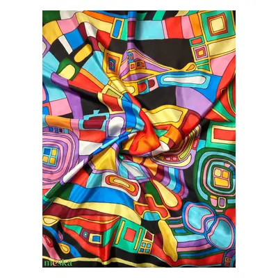 Kézzel festett selyemkendő “Colorful” 75x75cm (pongé 8)