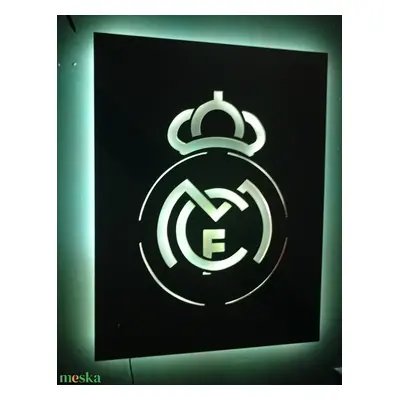 Real Madrid logo, világító falikép