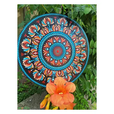 Pontozott mandala - Narancs, türkiz mandala