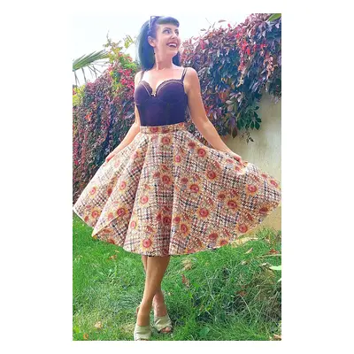 Pinup Rockabilly szoknya, napraforgó virágos