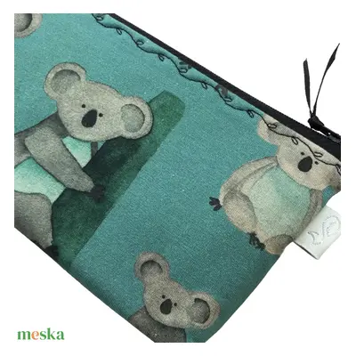 Koala mackó mintás, zöld színű prémium tolltartó neszesszer, szemüvegtok - Artiroka design