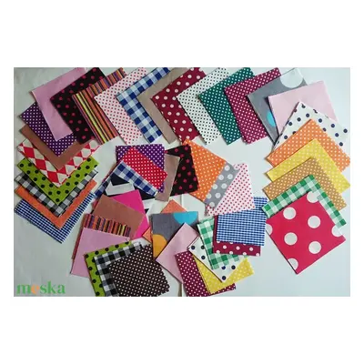 100 db Színek-formák patchwork 10x10 8x8 cm pamutvászon csomag