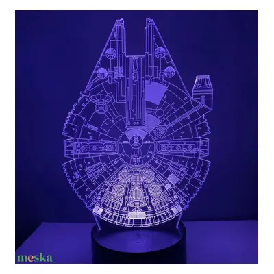 Millenium Falcon 3d lámpa, led éjszakai fény - gravírozott plexi