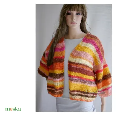 KIMONO / nyár - bohém kézzel kötött mohair kabátka, kardigán