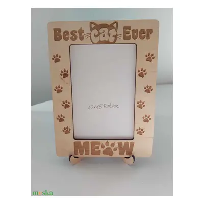 TotiWood cicás képkeret "best cat ever" álló, 10x15 képhez