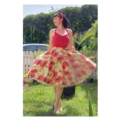 Pinup Rockabilly szoknya pipacs mintás